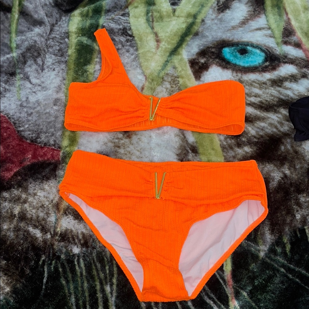 Bright Orange One-Shoulder Bikini Set